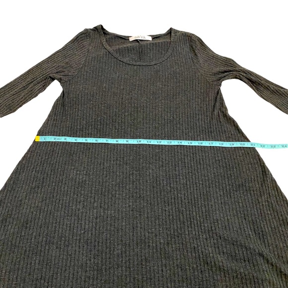 Fab’rik Gray Ribbed Knit Long Sleeve Dress, Size Large - Picture 3 of 9